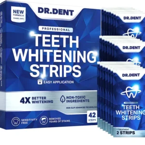 DRDENT Professional Zahnaufhellungsstreifen 21 Anwendungen - Zahnschmelz-sicher - Ohne Schmerzempfindlichkeit - Professionelle Zahnbleaching Strips - 42 Streifen + Mund?ffner Inklusive